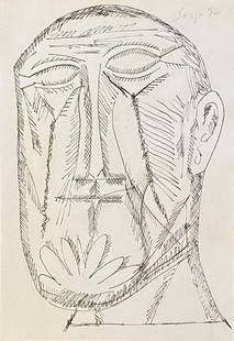 Francis Newton Souza: Drawing on paper 10 x 7 in, manner of Francis Newton Souza was born to Roman Catholic parents of Goan origin in the village of Saligao, Goa. In 1929, after he had moved to Mumbai with his widowed moth