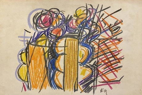 Edo Murtic: Drawing mix media on Paper 10 x 8 in. 7 1/2 x 11 in, manner of Edo Murtic (1921 - 2004) was active/lived in Former Yugoslavia, Croatia. Edo Murtic is known for Painting.The Croatian painter Edo