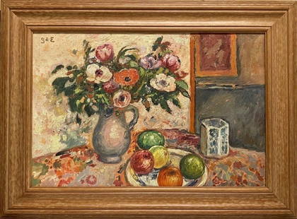 Georges D'Espagnat: Oil on canvas framed 30 x 22 in, (art 24 x 16 in), manner of Georges D'Espagnat (1870-1950)-(this lot carries a COA) was a Post-Impressionist painter, muralist, illustrator, and theater designer. Afte