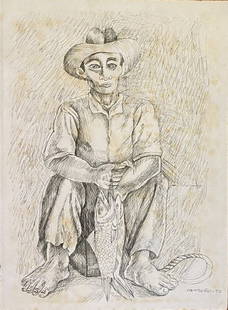 Mario CarreÃ±o: Drawing on paper 10 1/2 x 8 in, manner of Mario CarreÃ±o y Morales (May 24, 1913 in Havana, Cuba Â– December 20, 1999 in Santiago de Chile, Chile) was a Cuban painter.He studied