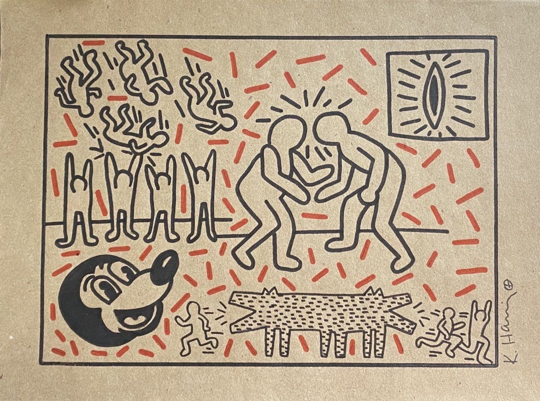 Keith Haring (manner of): Mix media on paper 11 x 8 in , manner of the artist Keith Allen Haring (May 4, 1958 Ãƒâ€šÃ¢€â€œ February 16, 1990) was an American artist whose pop art and graffiti-like work grew out