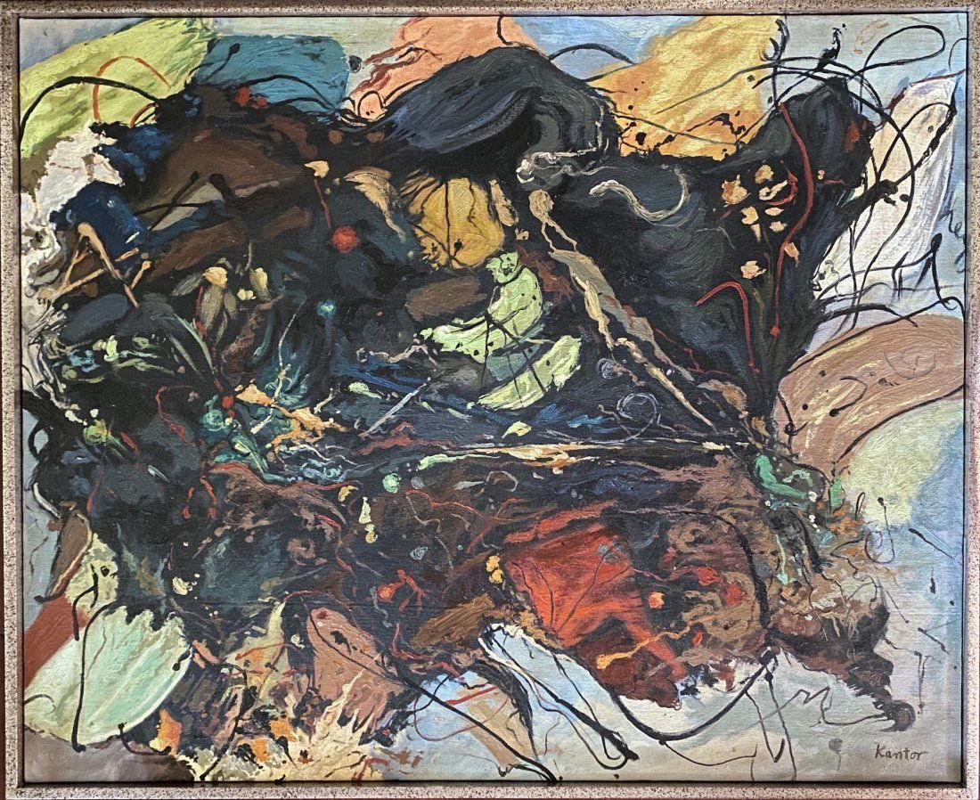 Tadeusz Kantor: Oil on canvas 31 1/2 x 25 3/4 in framed, art 30 1/2 x 25 in, manner of Tadeusz Kantor (6 April 1915 Ã¢€â€œ 8 December 1990) was a Polish painter, assemblage and Happenings artist, set desig