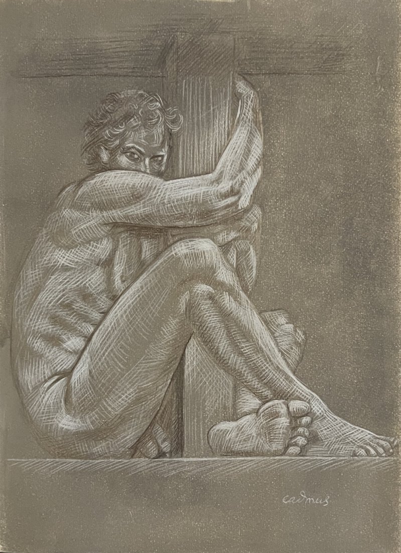 Paul Cadmus: Drawing on paper, 10 1/2 x 7 3/4 in, manner of the artist Paul Cadmus (December 17, 1904 Ã‚â€“ December 12, 1999) was an American artist widely known for his egg tempera paintings of gritty so