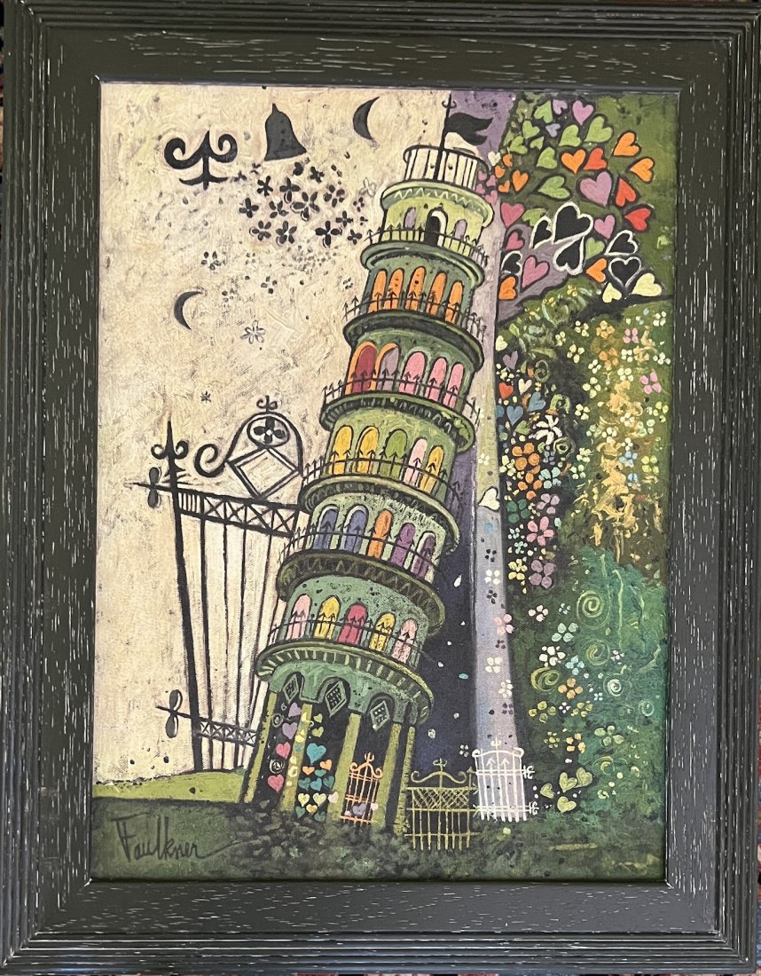 Henry Faulkner: Oil on board, framed 19 x 15 in. Art 15 1/2 x 11 1/2 in, manner of Henry Lawrence Faulkner (January 9, 1924 Ã‚â€“ December 3, 1981) was a Kentucky-born artist and poet known as an eccentric re