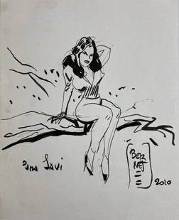 Jordi Bernet: Drawing on paper, 7 1/2 x 9 in, manner of Jordi Bernet CussÃƒÂ³ signed (born 14 June 1944) is a Spanish comics artist, best known for the gangster comics series Torpedo and for American weird