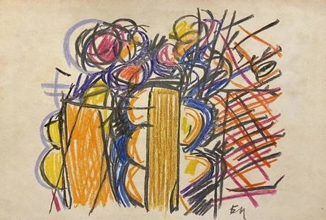 Edo Murtic: Drawing mix media on Paper 10 x 8 in, manner of Edo Murtic (1921 - 2004) was active/lived in Former Yugoslavia, Croatia. Edo Murtic is known for Painting.The Croatian painter Edo Murtic (1921-2005)