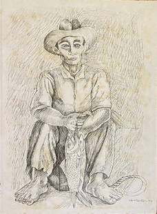 Mario Carreno: Drawing on paper 10 1/2 x 8 in, manner of Mario CarreÃƒÂ±o y Morales (May 24, 1913 in Havana, Cuba Ã‚â€“ December 20, 1999 in Santiago de Chile, Chile) was a Cuban painter.He studied