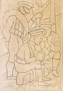 Diego Rivera: Drawing on paper 11 x 8 in, manner of Diego MarÃƒÂ­a de la ConcepciÃƒÂ³n Juan Nepomuceno Estanislao de la Rivera y Barrientos Acosta y RodrÃƒÂ­guez, known as Diego Rivera December 8, 1886