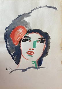 Kees van Dongen: Painting on paper 11 x 8 in, manner of Cornelis Theodorus Maria 'Kees' van Dongen (26 January 1877 Ãƒâ€šâ€“ 28 May 1968) was a Dutch-French painter who was one of the leading Fauves. Van