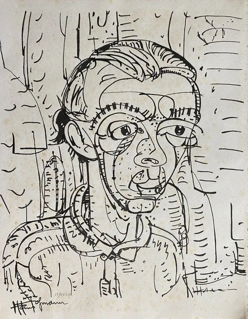 Hans Hofmann: Drawing on paper, 10 1/2 x 8 1/4 in, manner of Hans Hofmann (March 21, 1880 Ãƒâ€šâ€“ February 17, 1966) was a German-born American painter, renowned as both an artist and teacher. His caree