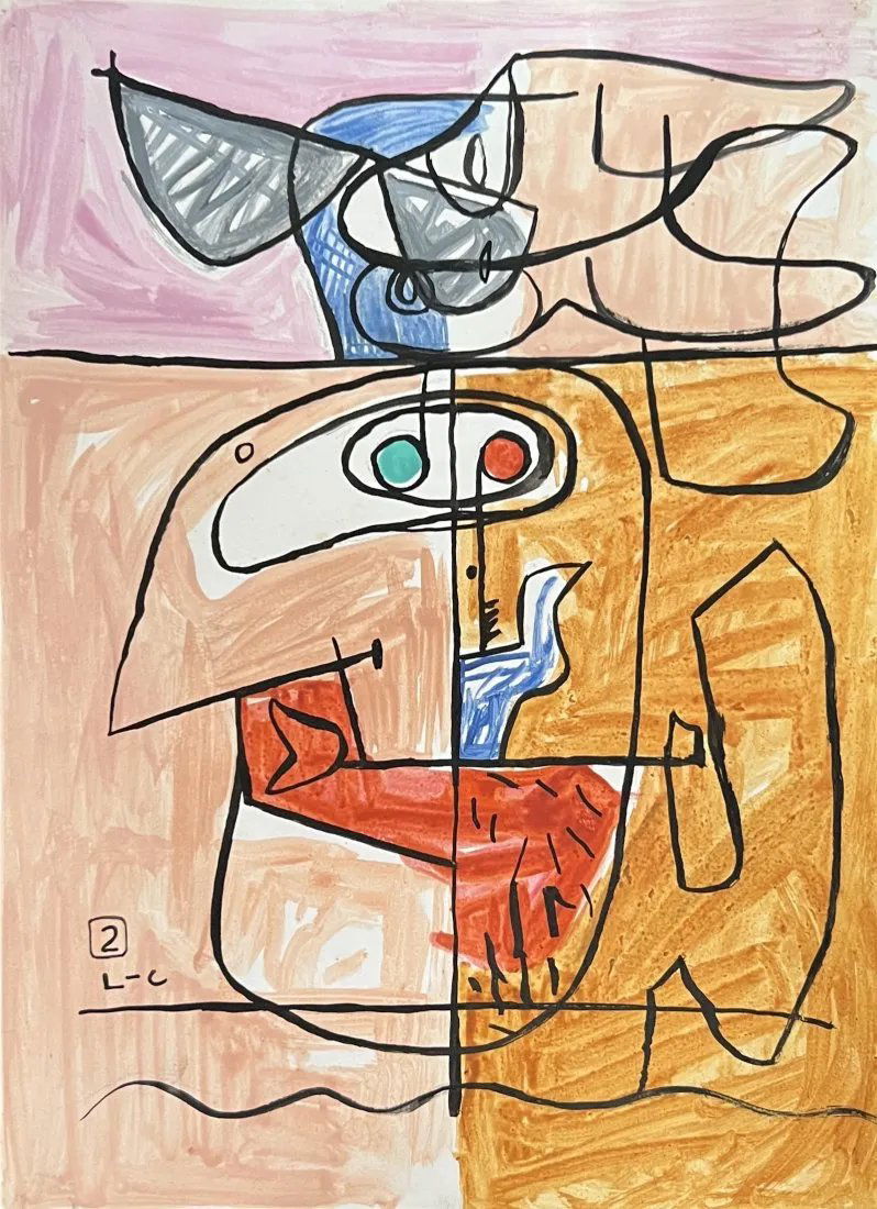 Le Corbusier: Painting on paper 10 x 7 in, manner of Charles-Ã‰douard Jeanneret (6 October 1887 â€“ 27 August 1965), known as Le Corbusier , was a Swiss-French architect, designer, painter, urban planner, w