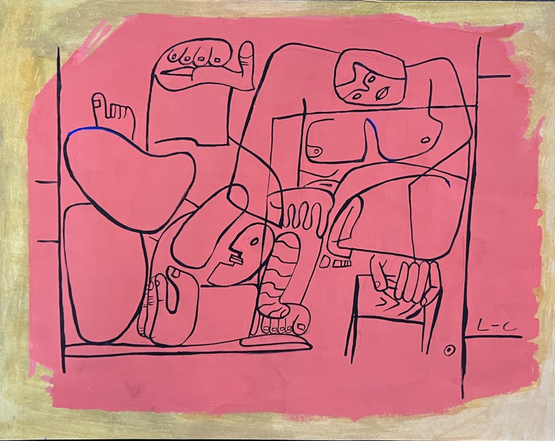 Le Corbusier: Painting on paper 11 x 9 in, manner of Charles-Ãƒdouard Jeanneret (6 October 1887 Ã¢€â€œ 27 August 1965), known as Le Corbusier , was a Swiss-French architect, designer, painter, urban pl