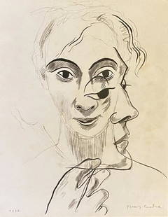 Francis Picabia (manner of): Drawing on paper, 12 x 9 in, manner of the artist Francis Picabia (22 January 1879 Ãƒâ€šâ€“ 30 November 1953) was a French avant-garde painter, poet and typographist. After experimenting