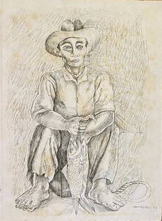 Mario Carreno: Drawing on paper 10 1/2 x 8 in, manner of Mario CarreÃ±o y Morales (May 24, 1913 in Havana, Cuba Â– December 20, 1999 in Santiago de Chile, Chile) was a Cuban painter.He studied