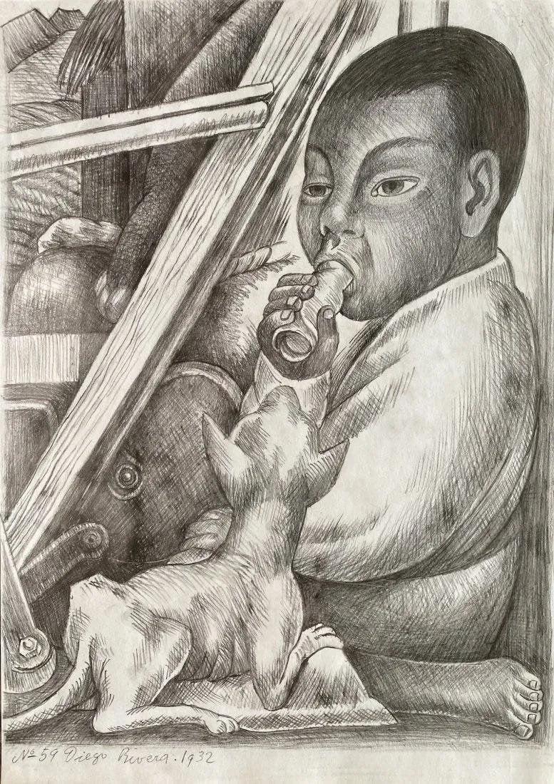 Diego Rivera: Drawing on paper, 11 1/2 x 8 1/4 in, manner of Diego MarÃ­a de la ConcepciÃ³n Juan Nepomuceno Estanislao de la Rivera y Barrientos Acosta y RodrÃ­guez, known as Diego Riv
