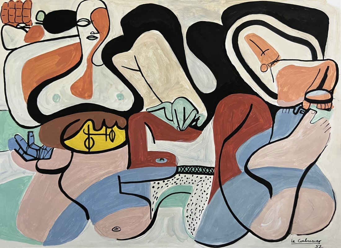 Le Corbusier: Painting on paper 11 x 8 in, manner of Charles-ÃƒÆ’douard Jeanneret (6 October 1887 ÃƒÂ¢€Ã¢€Å“ 27 August 1965), known as Le Corbusier , was a Swiss-French architect, designer,