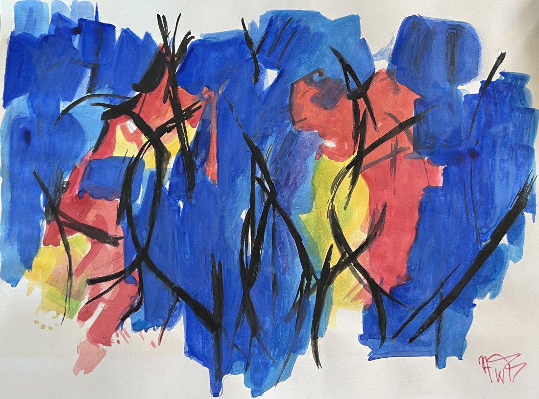 Alma Thomas: Painting on paper 13 x 10 in, manner of Alma Woodsey Thomas (September 22, 1891 February 24, 1978)-was an African-American Expressionist painter and art educator best known for her colorful abstract p