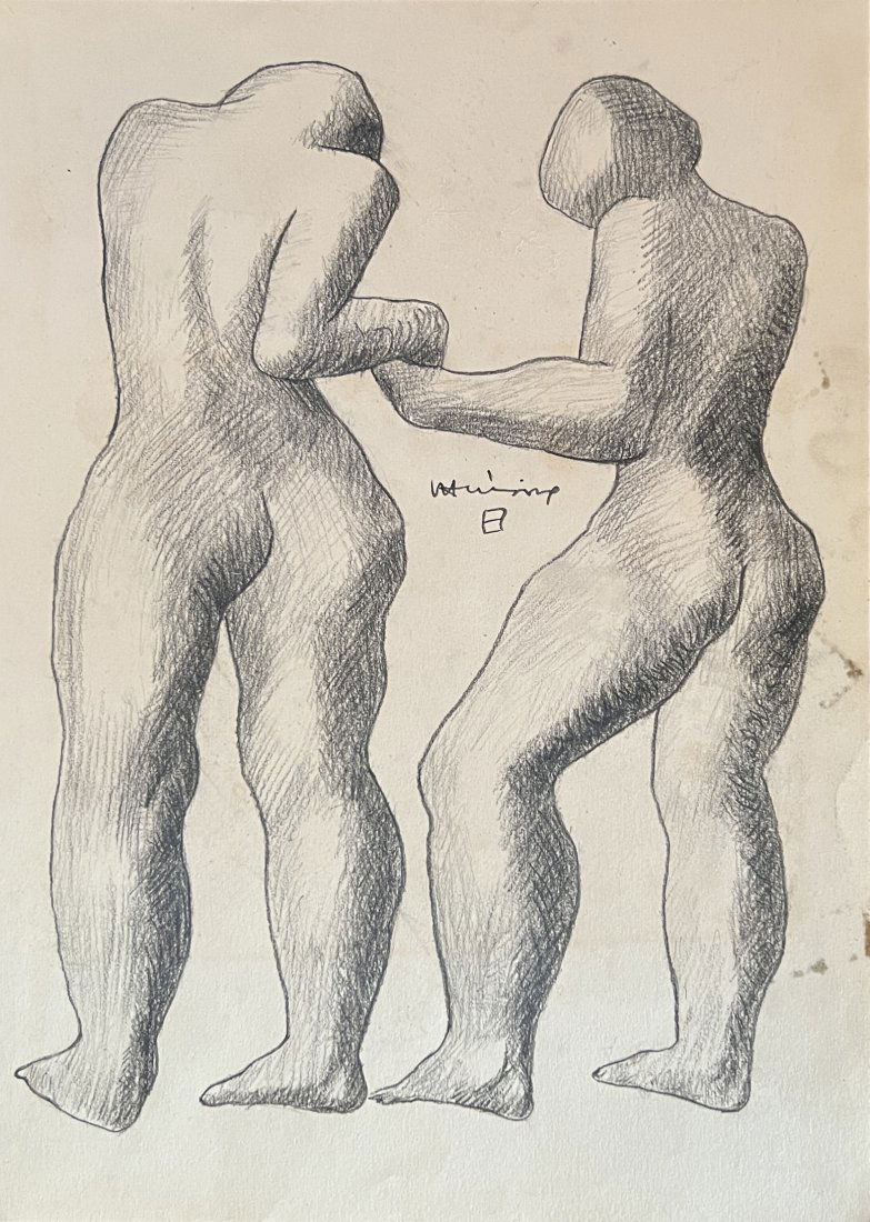 Eduardo Chillida: Drawing on paper 11 1/2 x 8 in, manner of Eduardo Chillida Juantegui, or Eduardo Txillida Juantegi in Basque (10 January 1924 â€“ 19 August 2002), was a Spanish Basque sculptor notable for his mo