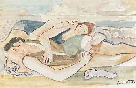 Andre Lhote & Marius Girard (manner of): Mix media double sided on paper 14 1/2 x 9 1/2 in, manner of AndrÃ© Lhote (5 July 1885 Â– 24 January 1962) was a French Cubist painter of figure subjects, portraits, landscapes an