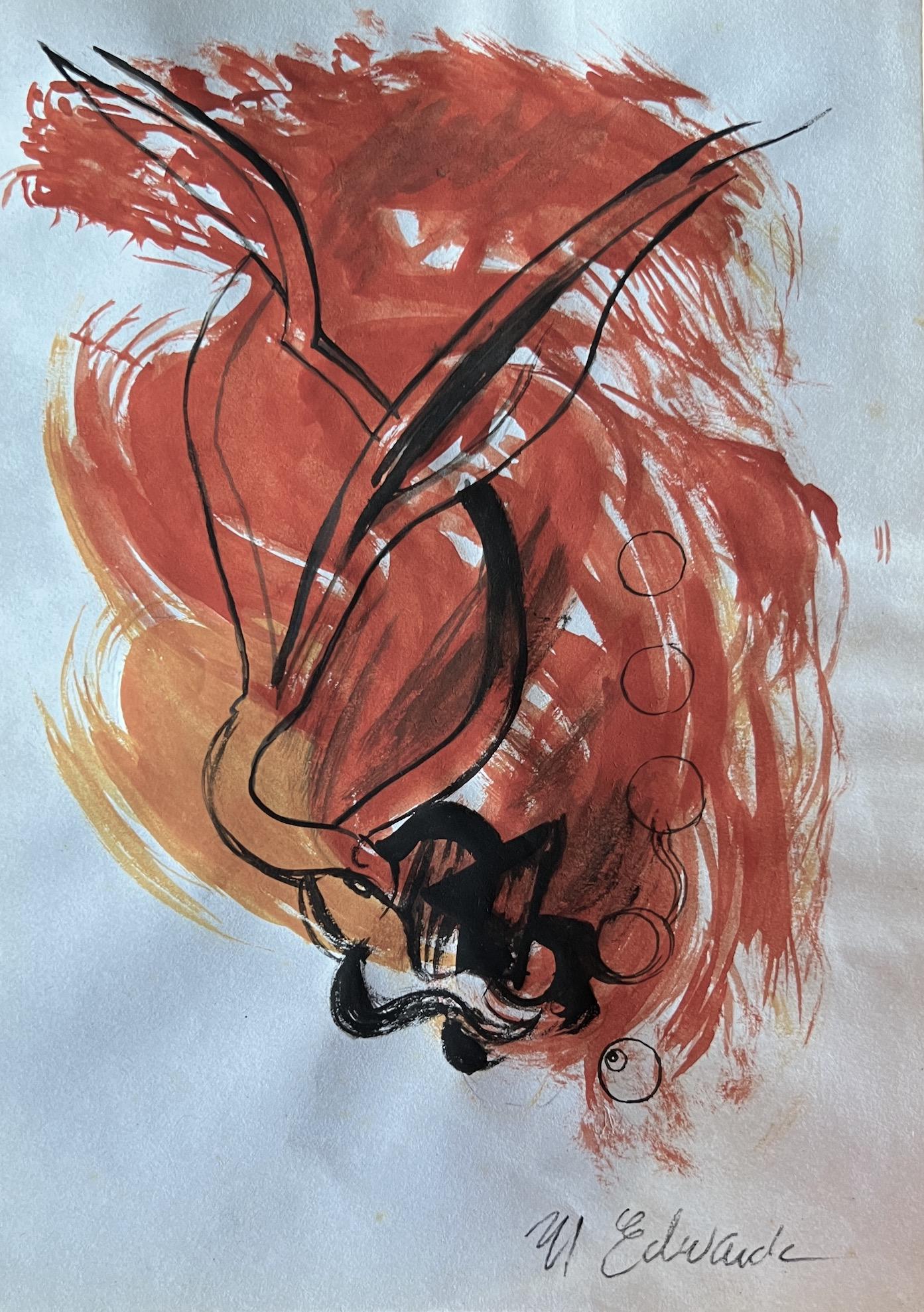 Mel Edwards: Drawing on paper 9 3/4 x 7 in, manner of Melvin "Mel" Edwards (born May 4, 1937) is an American contemporary artist, teacher, and abstract steel metal sculptor. Additionally he has worked in drawing a