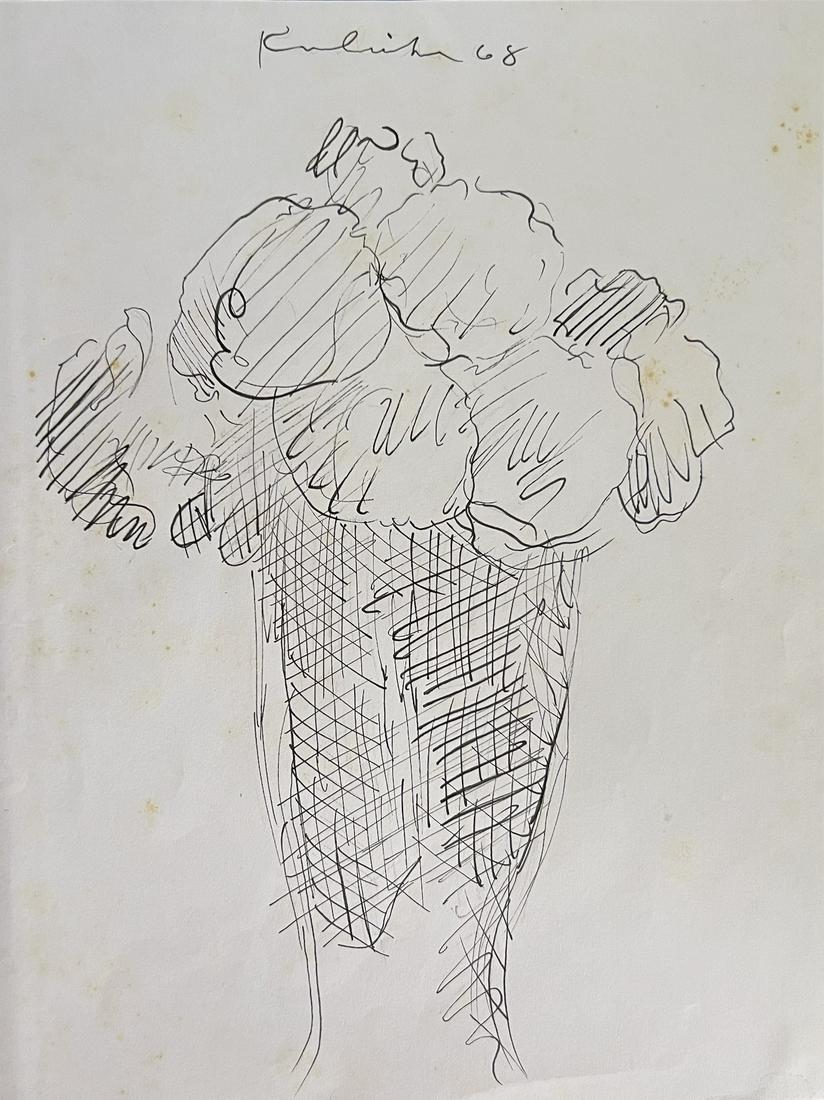 Robert Kulicke: Drawing on paper 10 x 8 in, manner of Robert Moore Kulicke (1924 – December 14, 2007) was an American artist, frame maker, and teacher. Though most influential for modernizing the design of pict