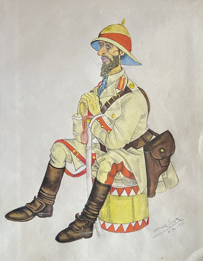 Arthur Szyk: Mix media on paper 11 x 8 in, manner of Arthur Szyk (June 16, 1894 â€“ September 13, 1951) was a Polish artist who worked primarily as a book illustrator and political artist throughout his caree