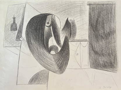 Arshile Gorky: Drawing on paper 10 1/2 x 8 in, manner of Arshile Gorky (April 15, 1904 July 21, 1948) was an Armenian-American painter who had a seminal influence on Abstract Expressionism. He spent the last years