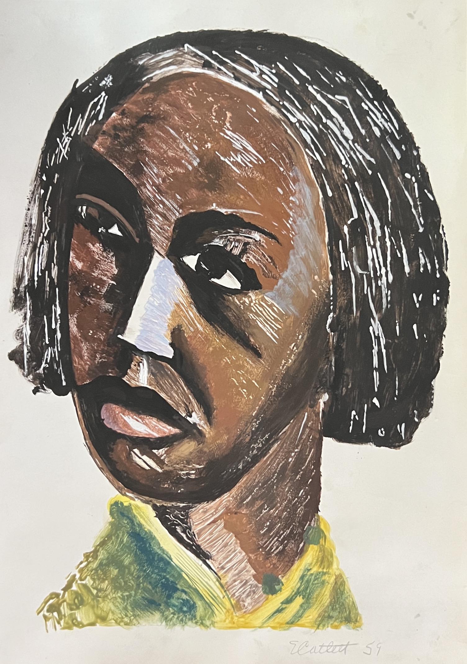 Elizabeth Catlett: Mix media on paper 10 1/2 x 8 in, manner of Elizabeth Catlett, born as Alice Elizabeth Catlett, also known as Elizabeth Catlett Mora (April 15, 1915 April 2, 2012) was an American-born African-America