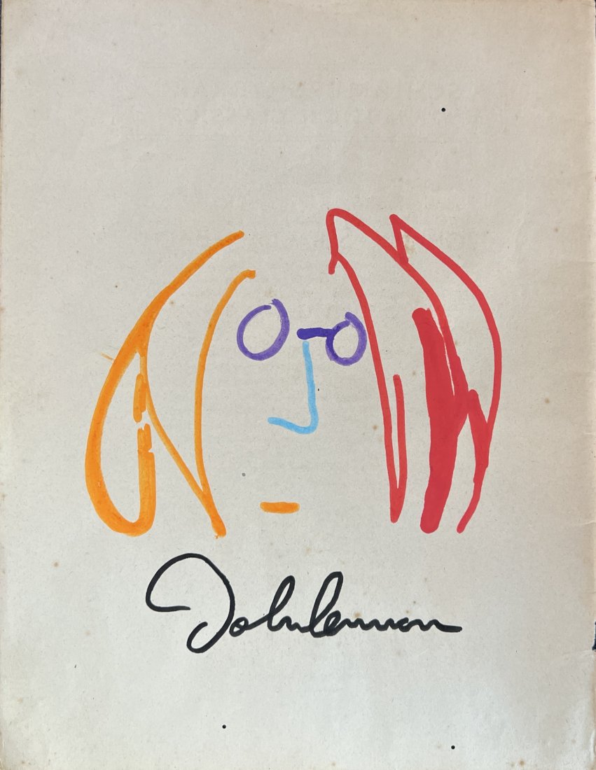 John Lennon: Ink on paper 12 x 9 in, manner of John Winston Ono Lennon (born John Winston Lennon; 9 October 1940 Ã¢€â€œ 8 December 1980) was an English singer, songwriter, musician and peace activist wh