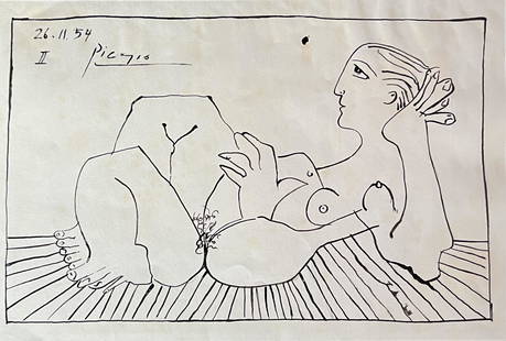 Pablo Picasso (manner of): Ink on Paper 10 x 7 In, manner of the artist, Pablo Ruiz Picasso (25 October 1881 ? 8 April 1973) was a Spanish painter, sculptor, printmaker and ceramicist who spent most of his adult life in France.