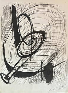 Rene Daniels: Ink on paper 10 1/2 x 7 1/2 in, manner of Rene Daniels (sometimes written as Ren? Daniels) (born 23 May 1950 in Eindhoven) is a Dutch artist.Daniels is considered one of the most eminent Dutch