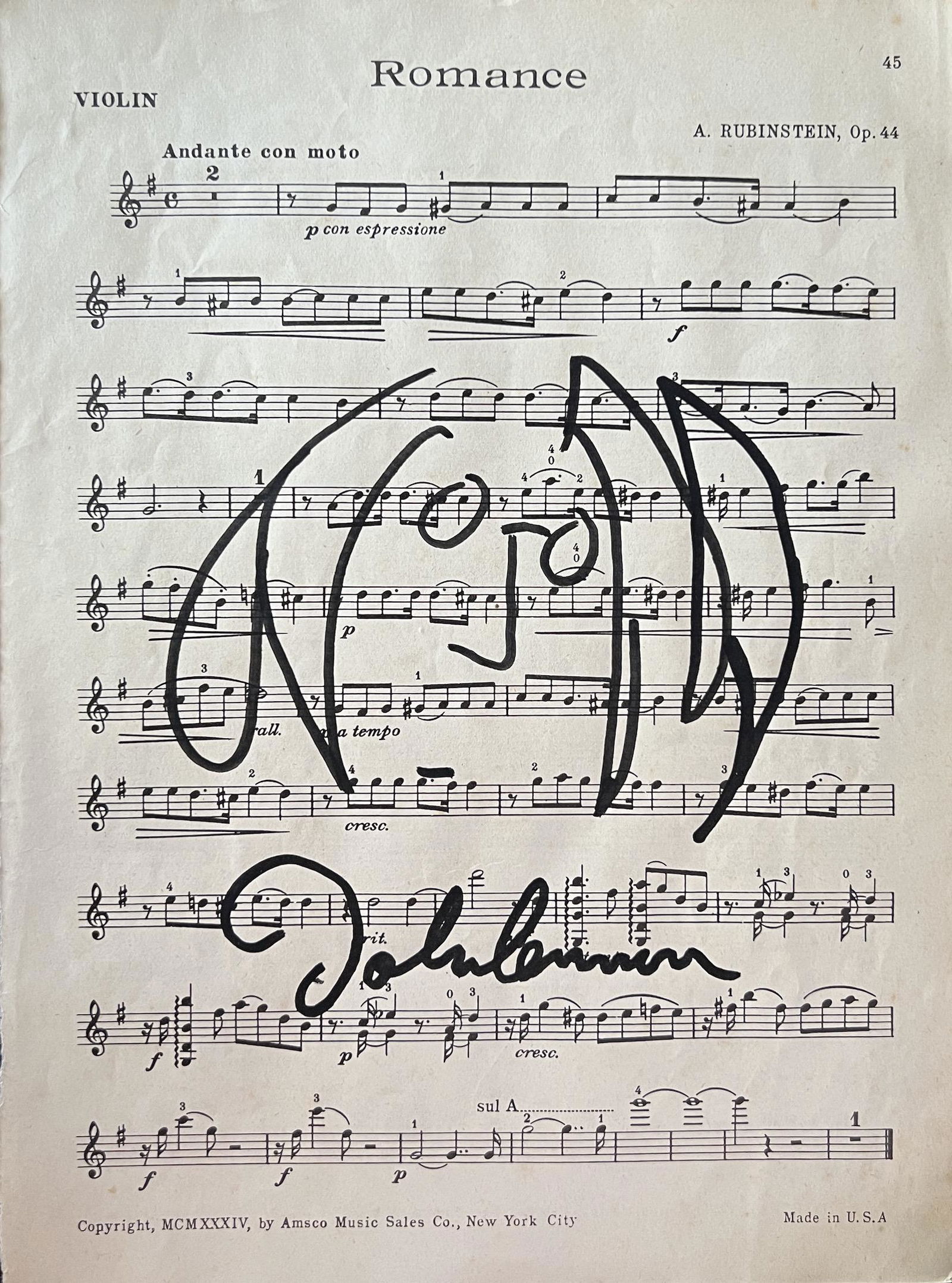 John Lennon: Ink on paper 12 x 9 in, manner of John Winston Ono Lennon (born John Winston Lennon; 9 October 1940 – 8 December 1980) was an English singer, songwriter, musician and peace activist who achieved