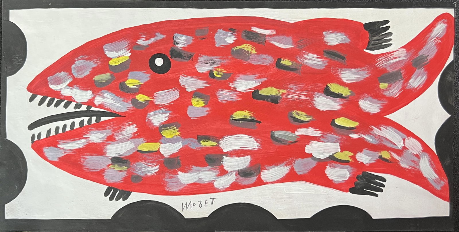 Mose Tolliver: Painting on paper 11 1/2 x 6 in, manner of the artist, Moses Ernest Tolliver (July 4, 1918-20 October 30, 2006) was an American artist. He was known as "Mose T", after the signature on his paintings,