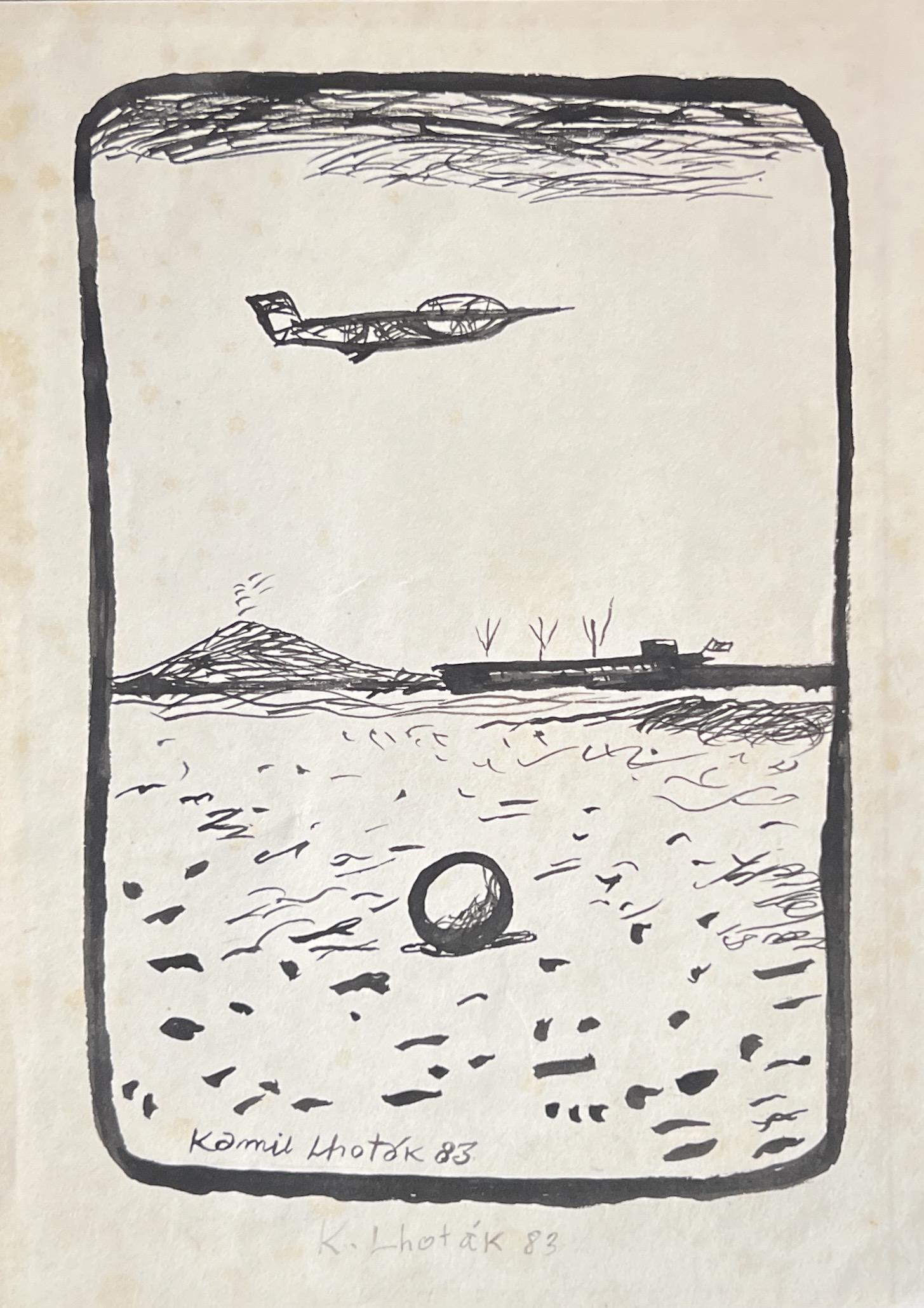 Kamil Lhotak: Ink on paper 9 1/2 x 7 in, manner of Kamil Lhotak (25 July 1912 Prague “ 22 October 1990, Prague) was a Czech painter, graphic artist, and illustrator. He was one of the members of Group 42.