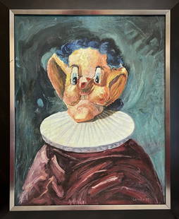 George Condo: Oil on canvas 27 1/2 x 22 1/2 in framed, canvas 23 x 19 1/2 in, manner of George Condo (born 1957) is an American visual artist. He works in painting, drawing, sculpture, and printmaking, and lives