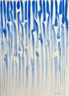 Lee Ufan: Painting on paper 11 x 8 in, manner of Lee Ufan (born 1936 in Haman County, in South Kyongsang province in Korea) is a Korean minimalist painter and sculptor artist and academic, honored by the