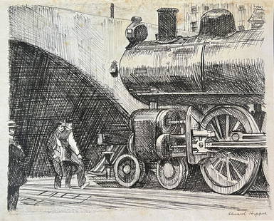 Edward Hopper (After): Ink on paper 10 x 8 in, manner of Edward Hopper (July 22, 1882 â€“ May 15, 1967) was an American realist painter and printmaker. While he is widely known for his oil paintings, he was