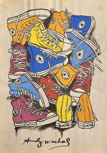 Andy Warhol (After): Mix media on paper 11 1/2 x 8 in, manner of Andy Warhol (August 6, 1928 – February 22, 1987) was an American visual artist, film director, and producer who was a leading figure in the visual