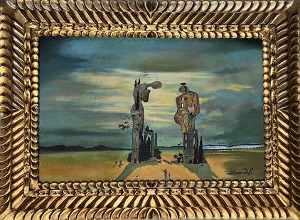 Salvador Dali (manner of): Oil on canvas framed 31 x 22 1/2 in, manner of Salvador Domingo Felipe Jacinto Dali i Domenech, Marquess of Dali of Pubol(11 May 1904 – 23 January 1989), known as Salvador Dali was a Spanish