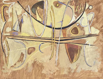 Wolfgang Paalen: Painting on paper 11 1/2 x 9 in, manner of Wolfgang Robert Paalen (July 22, 1905 in Vienna, Austria – September 24, 1959 in Taxco, Mexico) was an Austrian-Mexican painter, sculptor, and art