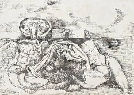 Frantisek Vobecky: Drawing on paper 11 1/4 x 8 in, manner of Frantisek Vobecky Born: November 9, 1902, CzechiaDied: April 13, 1991. Frantisek Vobecky was a Czech painter and photographer who initially utilized