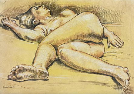 Paul Cadmus: Drawing on paper 12 x 8 1/2 in, manner of Paul Cadmus (December 17, 1904 – December 12, 1999) was an American artist widely known for his egg tempera paintings of gritty social interactions in