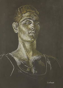 Paul Cadmus: Drawing on paper 11 x 8 in, manner of Paul Cadmus (December 17, 1904 – December 12, 1999) was an American artist widely known for his egg tempera paintings of gritty social interactions in