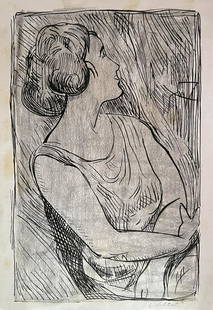 Louis Valtat: Drawing on paper 12 x 8 in, manner of Louis Valtat (8 August 1869 - 2 January 1952) was a French painter and printmaker associated with the Fauves ("the wild beasts", so named for their wild use of