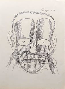 Francis Newton Souza: Drawing on paper 10 x 7 in, manner of Francis Newton Souza (12 April 1924 – 28 March 2002) was an Indian-American British Asian artist. He was a founding member of the Progressive Artists' Group