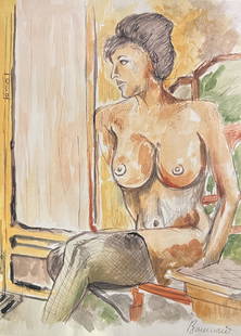 Pierre Bonnard (After): Painting on paper 11 x 8 in, manner of Pierre Bonnard (October 1867 – 23 January 1947) was a French painter, illustrator and printmaker, known especially for the stylized decorative qualities