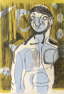 Keith Vaughan: Painting on paper 11 1/2 x 8 in, manner of John Keith Vaughan (23 August 1912 – 4 November 1977), was a British painter. Born at Selsey in West Sussex, Vaughan attended Christ's Hospital