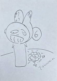 Takashi Murakami: Drawing on paper 10 3/4 x 7 3/4 in, manner of Takashi Murakami (February 1, 1962) is a Japanese contemporary artist. He works in fine arts media (such as painting and sculpture) as well as commercial