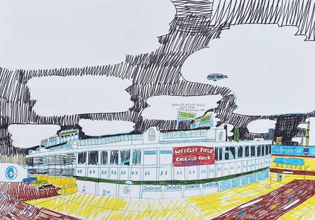Wesley Willis: Drawing on paper 16 1/2 x 11 1/2 in, manner of Wesley Lawrence Willis (May 31, 1963 â€“ August 21, 2003) was an American musician and visual artist. Diagnosed with schizophrenia in 1989, Willis