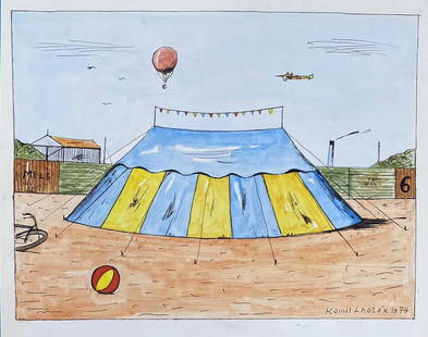Kamil Lhotak: Drawing on paper 12 x 9 1/2 in, manner of Kamil Lhotak (25 July 1912 Prague â€“ 22 October 1990, Prague) was a Czech painter, graphic artist, and illustrator. He was one of the members of Group